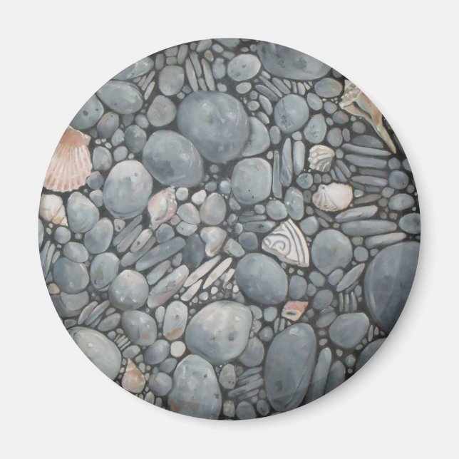 Strandsteine Muscheln Kies Felsen Malerei Magnet (Vorne)