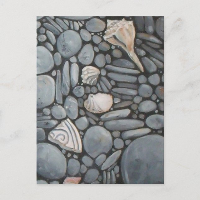Strandsteine Muscheln Kies Felsen Malerei Postkarte (Vorderseite)