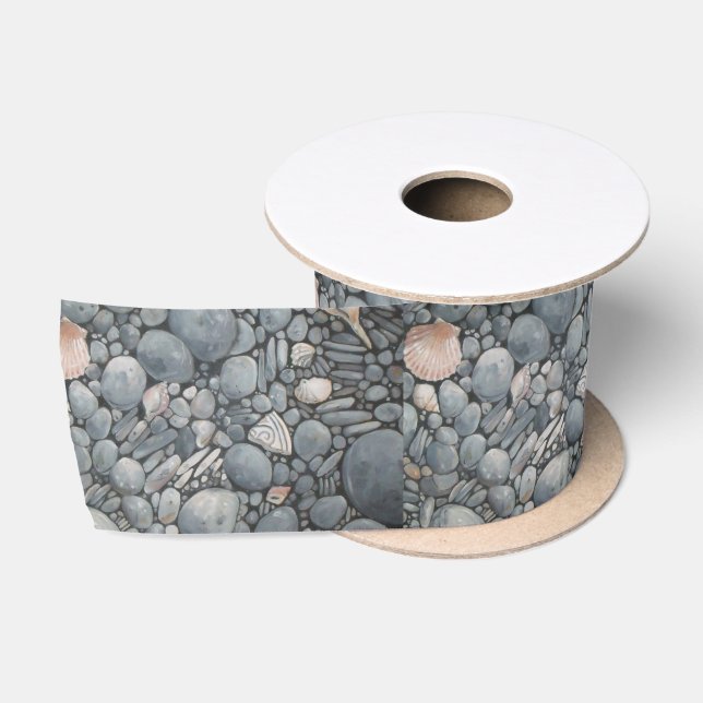Strandsteine Muscheln Kies Felsen Malerei Satinband (Spule)