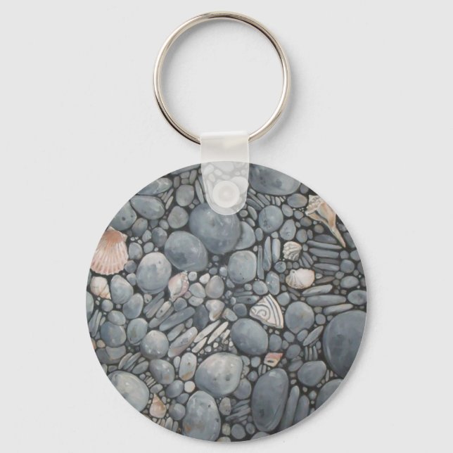 Strandsteine Muscheln Kies Felsen Malerei Schlüsselanhänger (Vorderseite)