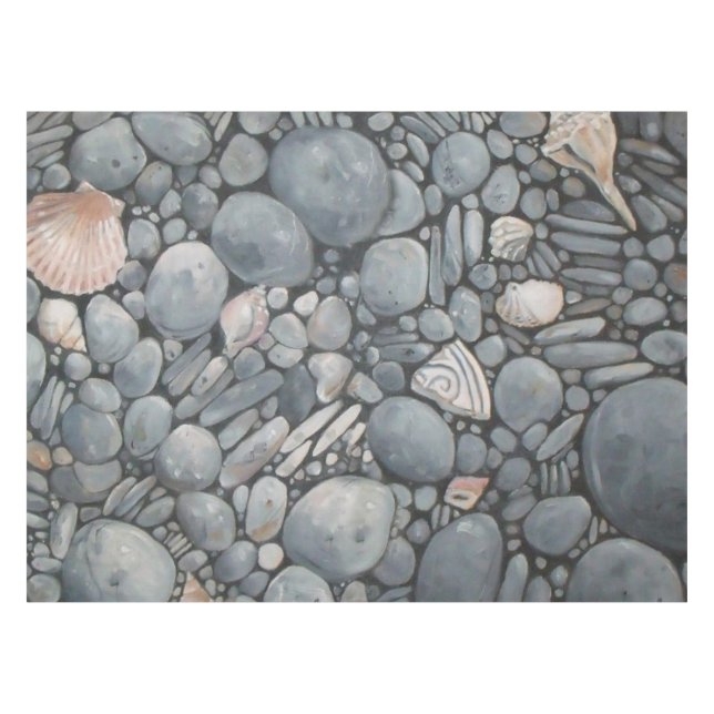Strandsteine Muscheln Kies Felsen Malerei Tischdecke (Vorderseite (Horizontal))