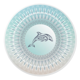 Strandstil-Delfin-Mandala   Küstenkeramikknauf Keramikknauf