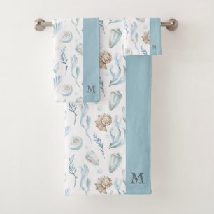 Strandstil Maritime Küstenmonogramm Badhandtuch Set