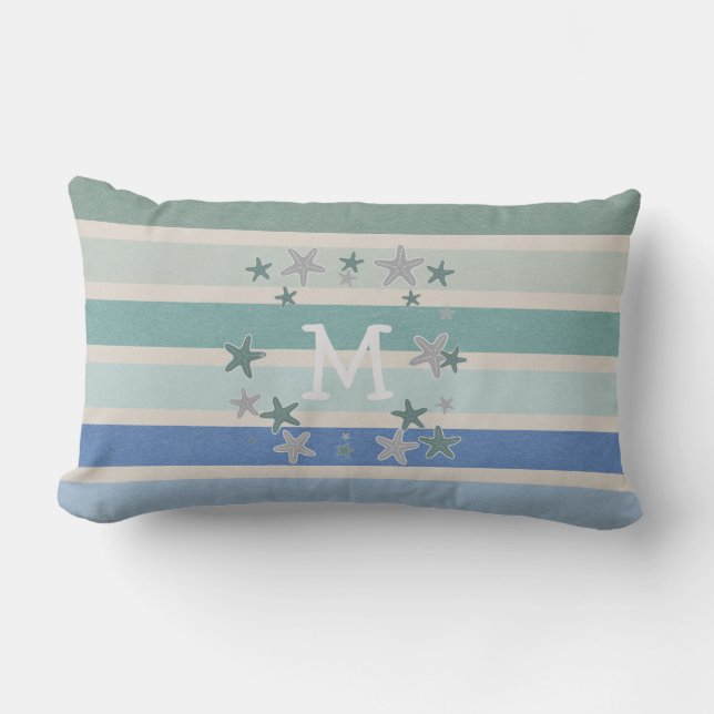 Strandstreifen und Starfish reversible Lendenkissen (Vorderseite)