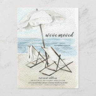 Strandstühle in Aquarellfarben - Ankündigung Postkarte