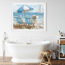 Strandstühle Küstenwandkunst | Poster