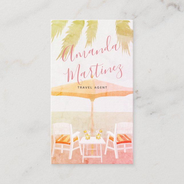 Strandstühle Pink Vacation Rental Business Card Visitenkarte (Vorderseite)