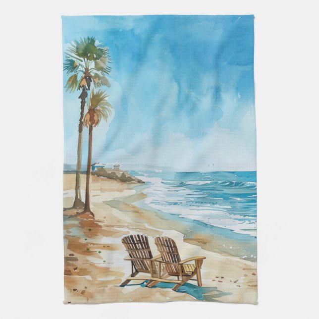Strandszene Geschirrtuch (Vertikal)