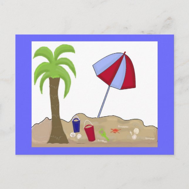 Strandszene Postkarte (Vorderseite)