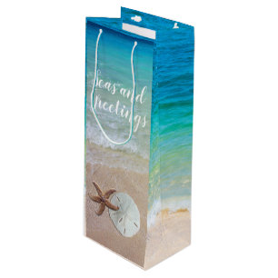 Strandszene Weihnachten Meere und Grüße Geschenktüte Für Weinflaschen