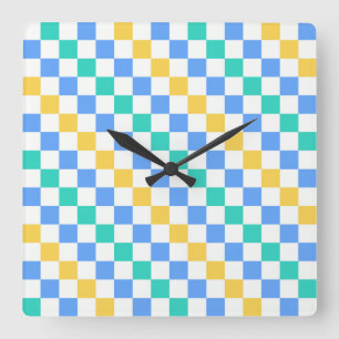 Strandtag diagonales Schachbrettmuster Quadratische Wanduhr