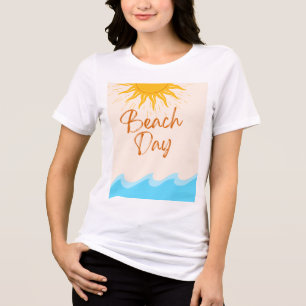 Strandtag-T-Shirt Sonne Wellen Sommer Tee