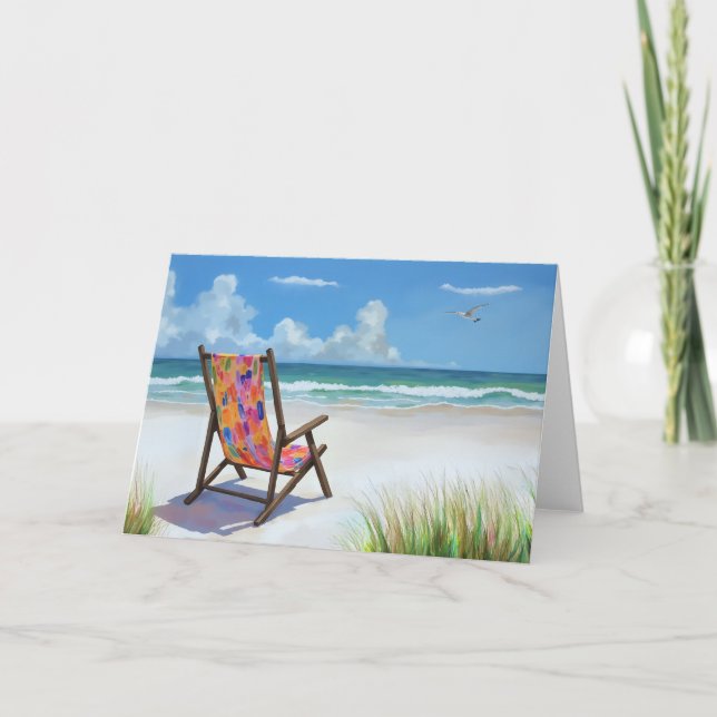 Strandtagen farbenfrohe Ölgemälde Dankeskarte (Vorderseite)