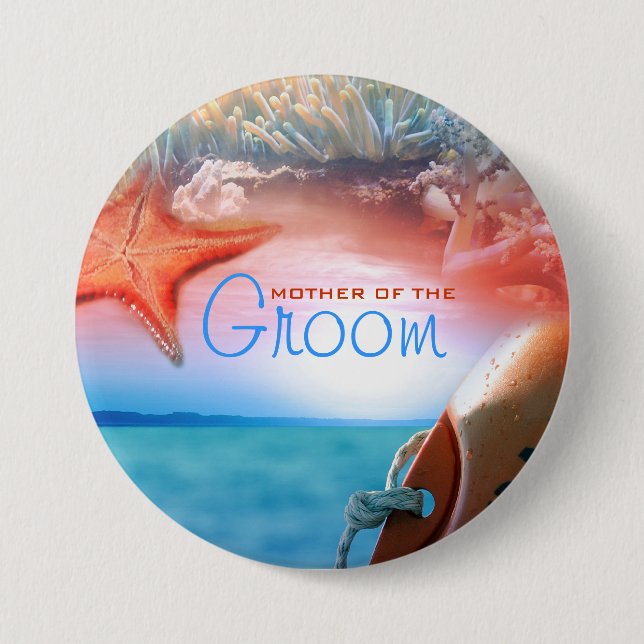 "Strandthema" Bräutigam, der tropische Kreuzfahrt Button (Vorderseite)