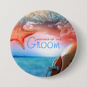 "Strandthema" Bräutigam, der tropische Kreuzfahrt Button