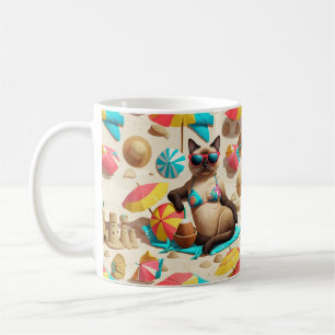 Strandthema für Siamkatzenliebhaber-Party Kaffeetasse