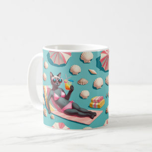 Strandthema für Siamkatzenliebhaber-Party Kaffeetasse
