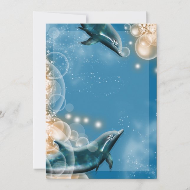 Strandthema - Hochzeitsdolphin - elegantes Party Einladung (Vorderseite)