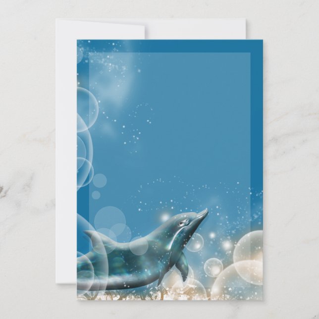 Strandthema - Hochzeitsdolphin - elegantes Party Einladung (Vorderseite)