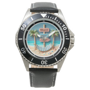 Strandthemen-Ruhe-Hängematte Palmen Armbanduhr