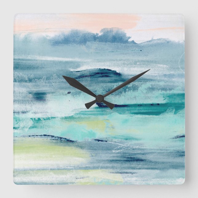 Strandtides II Quadratische Wanduhr (Vorderseite)