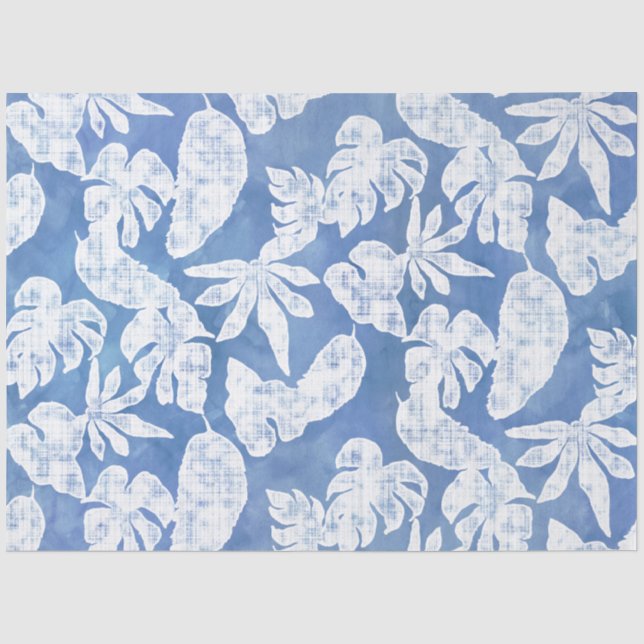Strandtropisches Dschungelbein Blattblau und weiß Seidenpapier (Vorderseite)