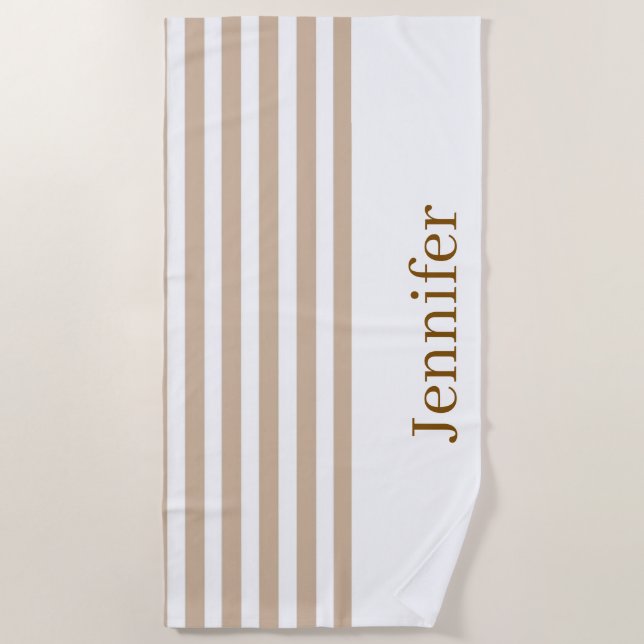 Strandtuch Frühling Beige & Weiß gestreift (Vorderseite)