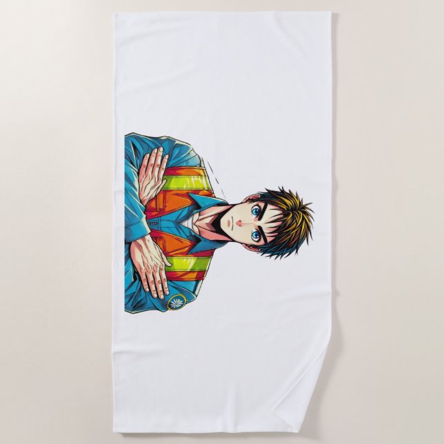 Strandtuch mit Manga-Sicherheitsfachmann (Vorderseite)