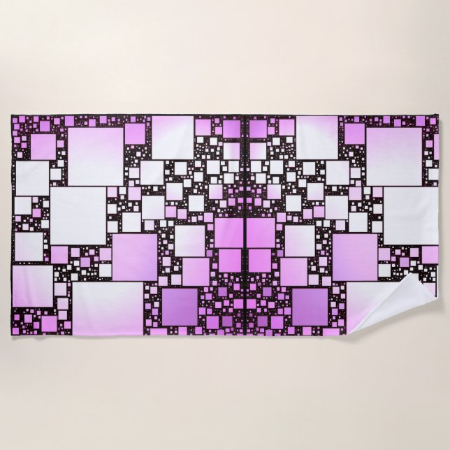 Strandtuch mit weißem und rosa Quadrat (Vorderseite)