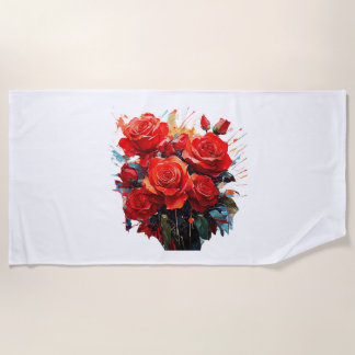 Strandtuch - Roten Rosen Kunstwerk