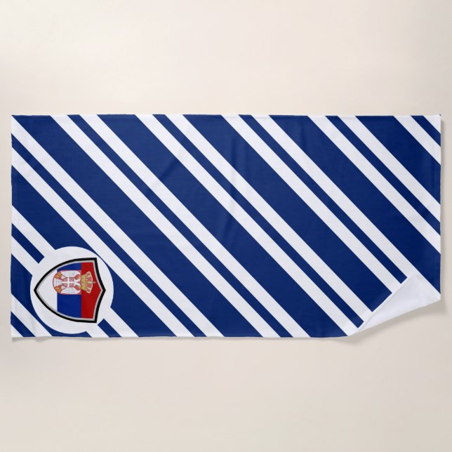 Strandtuch unter serbischer Flagge (Vorderseite)