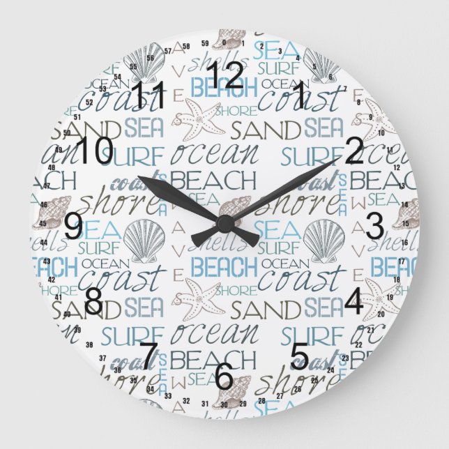 Strandtypografie Große Wanduhr (Vorderseite)
