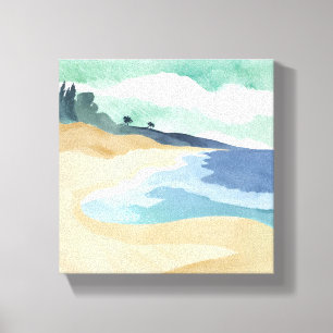 Strandufer   Wasserfarbe Blau Leinwanddruck