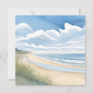 Stranduferweg Küstenozean Aquarell Dankeskarte