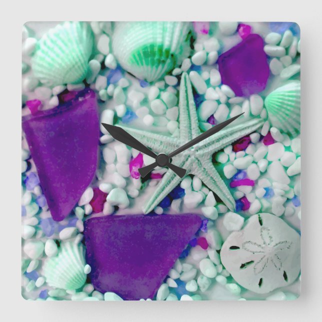 Stranduhren Quadratische Wanduhr (Vorderseite)