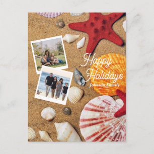 Strandurlaub Küsten Sand Muscheln Familienfoto Postkarte
