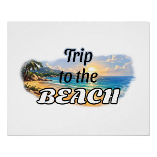 Strandurlaub Tropischer Sonnenuntergang Flucht Des Poster