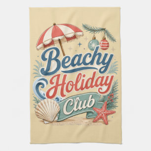 Strandurlaubsclub Retro-Küstenweihnachten Geschirrtuch