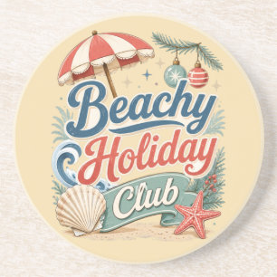 Strandurlaubsclub Retro-Küstenweihnachten Getränkeuntersetzer