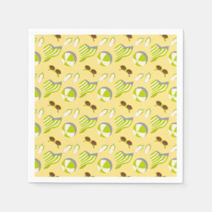 Strandurlaubsmuster mit Sonnenbrille und Sonnenhut Serviette