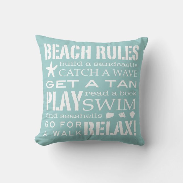 Strandvorschriften direkt am Meer Soft Aqua & Whit Kissen (Vorderseite)