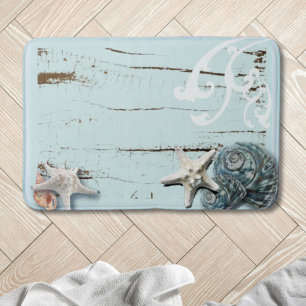 Strandwald am Strand Aqua Blue Seestfish Muscheln Badematte
