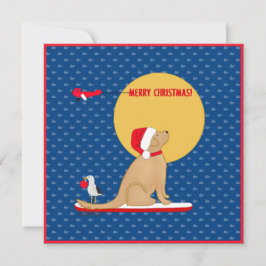 Strandwale Surfen Golden Santa Dog Feiertagskarte