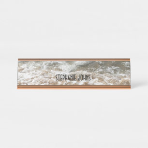 Strandwasser-Wave Monogram-Individuelle Name-Gesch Schreibtischnamensplakette