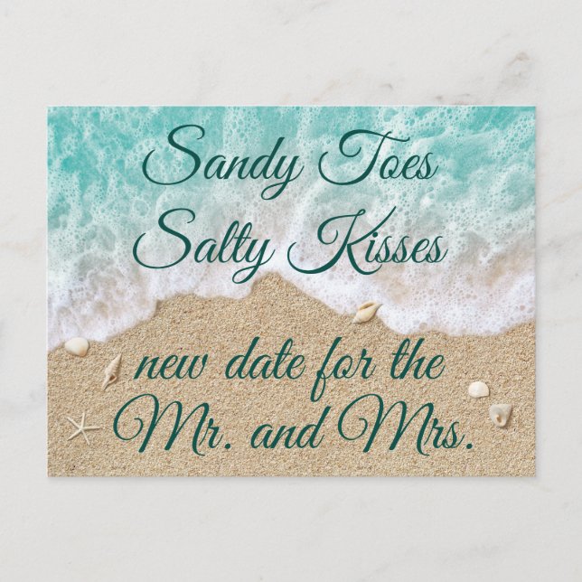 Strandwaves Sandy Toes Salty Kiss ändern Datum Ankündigungspostkarte (Vorderseite)