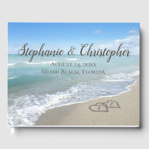 StrandWedding Monogram Herz in Sand Gästebuch