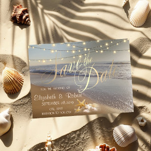 StrandWedding Seashell String Lichter SaveThe Date Save The Date