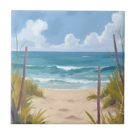 Strandweg | Ozean Aquarell Küstenmalerei Fliese