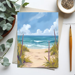 Strandweg   Ozean Aquarell Küstenmalerei Postkarte