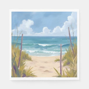 Strandweg   Ozean Aquarell Küstenmalerei Serviette